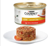 Gourmet Gold Savoury Cake Sığırlı ve Domatesli Yetişkin Kedi Konserve Yaş Maması 24X85 gr